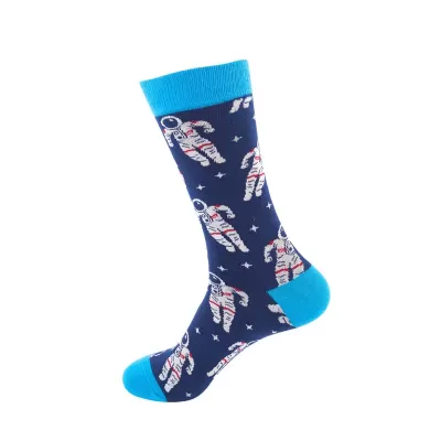 Astronaut Airplane Themed Cotton Socks – Fun Middle Tube Streetwear - Astronaut Socks style 22