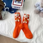 Bear 3D Doll Socks - Orange