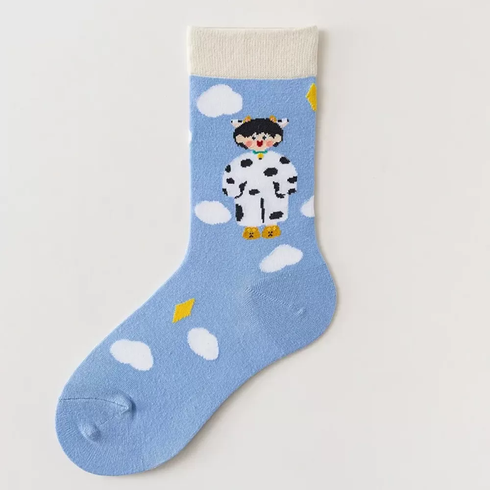 Charming Japanese Dot Cartoon Socks – Cute Mid-Length Fashion for Autumn - Cartoon design 3