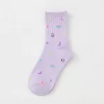 Cosmic Charm: Space-Themed Harajuku Socks - Purple