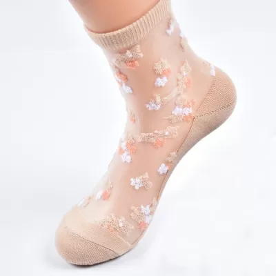 Fishnet Lace Ruffle Ankle Socks – Sheer Silk Elegance - Kawaii design 6