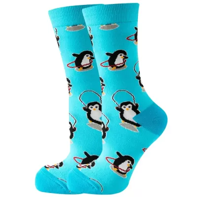 Frosty Fun Penguin Pairs Blue & White Socks