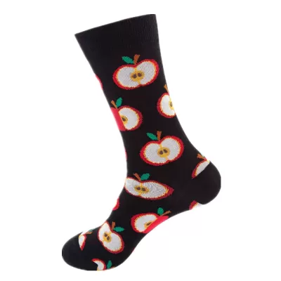 Fruitful Fashion: Vibrant Harajuku Socks - Black apple