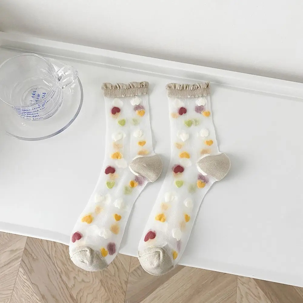 Harajuku Striped Crystal Glass Silk Socks – Ultrathin Transparency for Summer - Kawaii sheer design 19