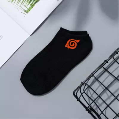 Konoha Crew: Naruto Cartoon Short Boat Socks - Black Naruto design 7