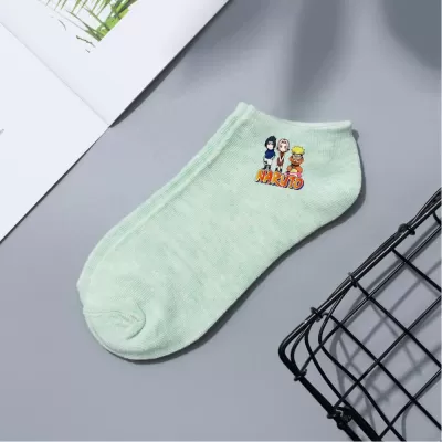 Konoha Crew: Naruto Cartoon Short Boat Socks - Green Naruto design 8