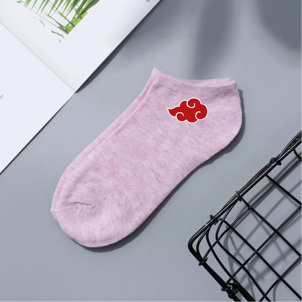 Konoha Crew: Naruto Cartoon Short Boat Socks - Pink Naruto design 5