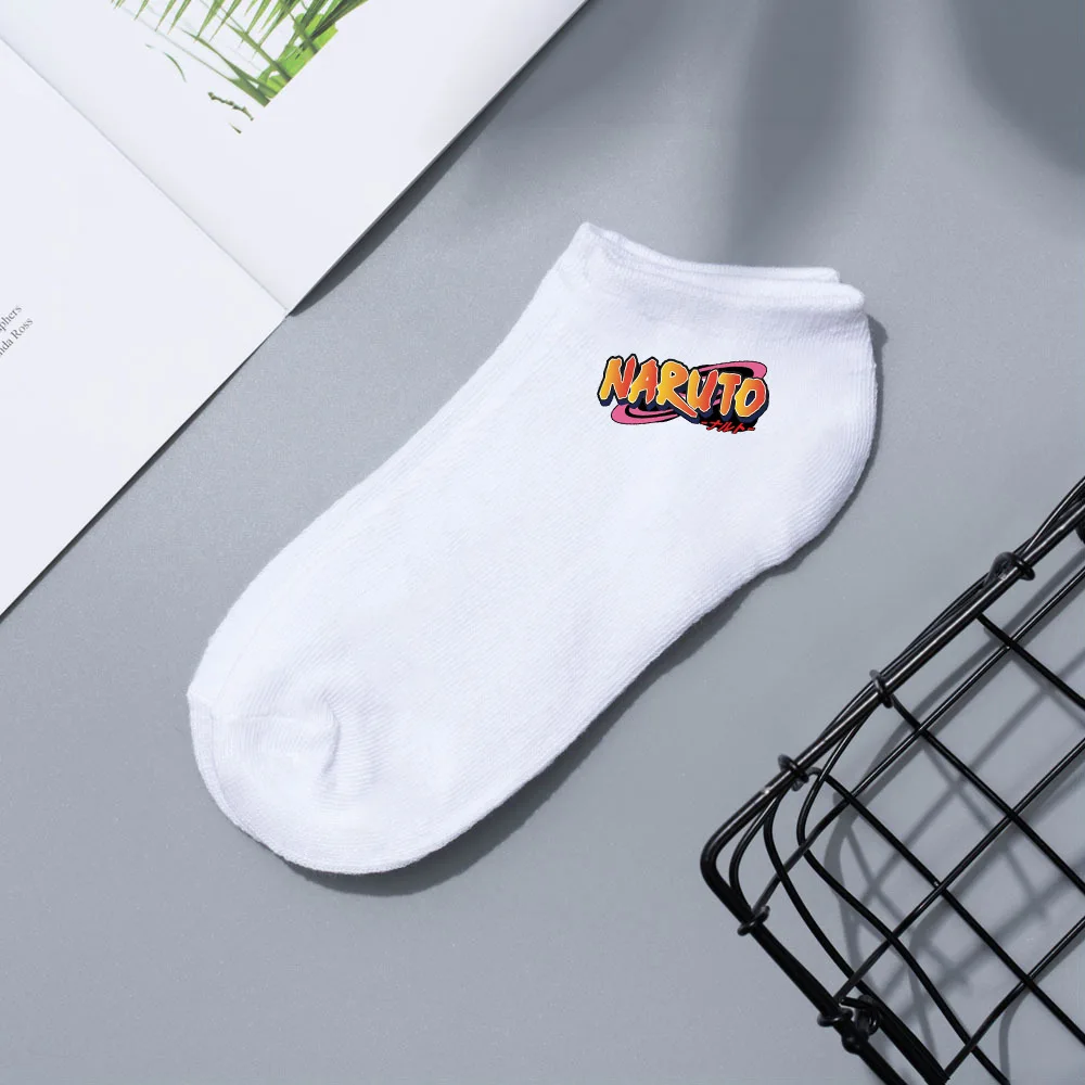 Konoha Crew: Naruto Cartoon Short Boat Socks - White Naruto design 3