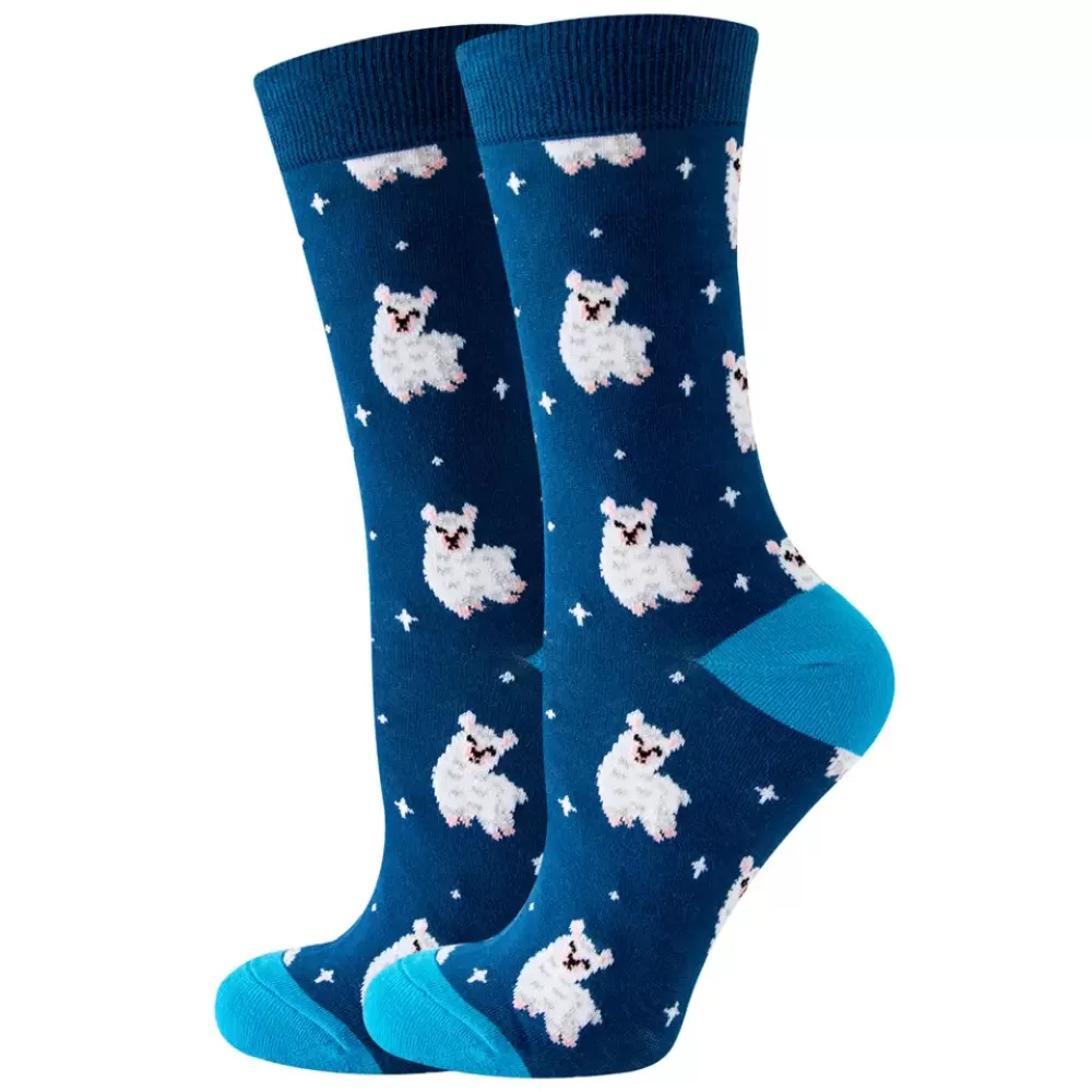 Midnight Rainbow Woolly Sheep Socks - Colorful Cozy Nighttime Footwear