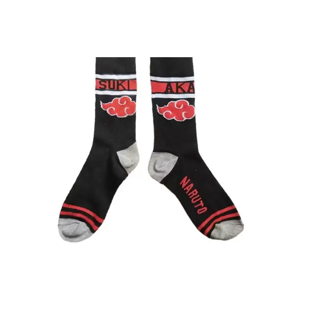 Ninja Comfort: Naruto Anime Figure Medium Tube Socks - Black