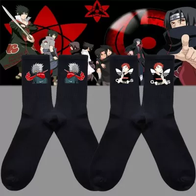 Ninja Warmth: Naruto Autumn Winter Kawaii Stockings Socks - Black-White Anime design 6