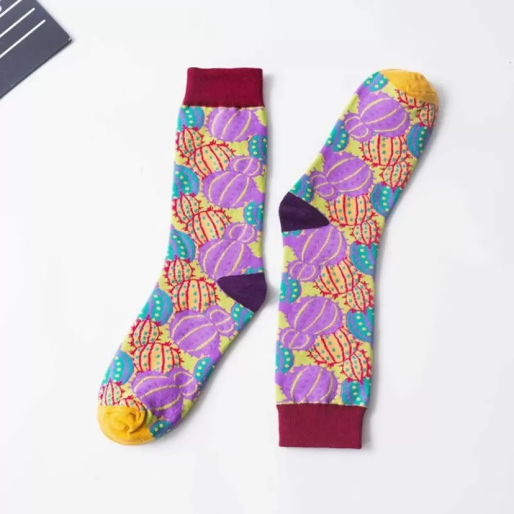 Playful Marine-Themed Cartoon Women’s Socks – Autumn Winter Fashion - Yellow