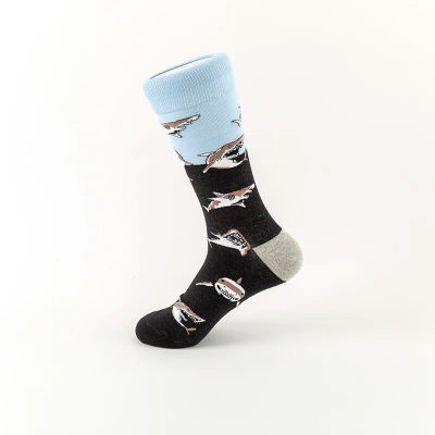 Shark-Themed Casual Socks - Black