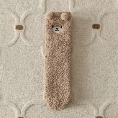 Snuggle Bear: Women’s Cute Coral Fleece Bear Socks for Winter Warmth - Bear cool design 10