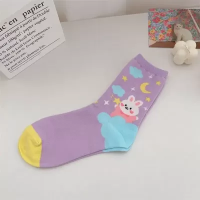Sweet Japanese Lolita Rabbit Socks – Kawaii Spring Autumn Delight - Purple