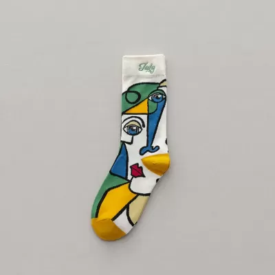 Trendy Graffiti Sports Couple Socks – Letter Embroidery Cotton, Unisex - Art multicolored design 4