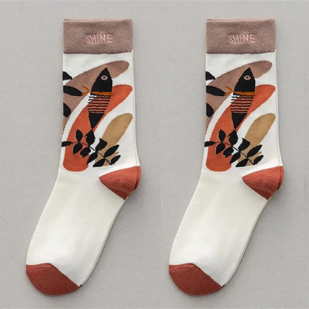 Whimsical Whiskers Korean Cute Cat Face Pink Socks