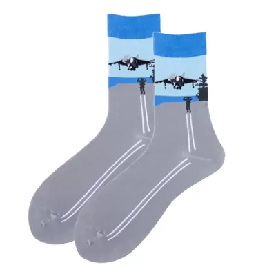 Astronaut Airplane Themed Cotton Socks – Fun Middle Tube Streetwear - Astronaut Socks style 8