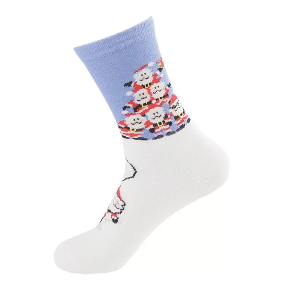 Blue White Santa Socks