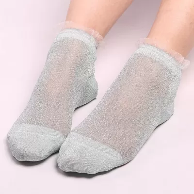 Charming Lace Ruffle Fishnet Ankle Socks – Sheer Elegance & Comfort - Sheer design 8