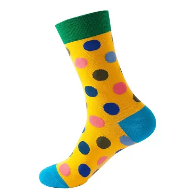 Circle Point Chic: Colorful Harajuku Happy Socks - Yellow