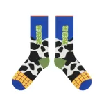 Cow Spots Combed Cotton Socks – Fun & Childlike, Perfect for Girls - Blue