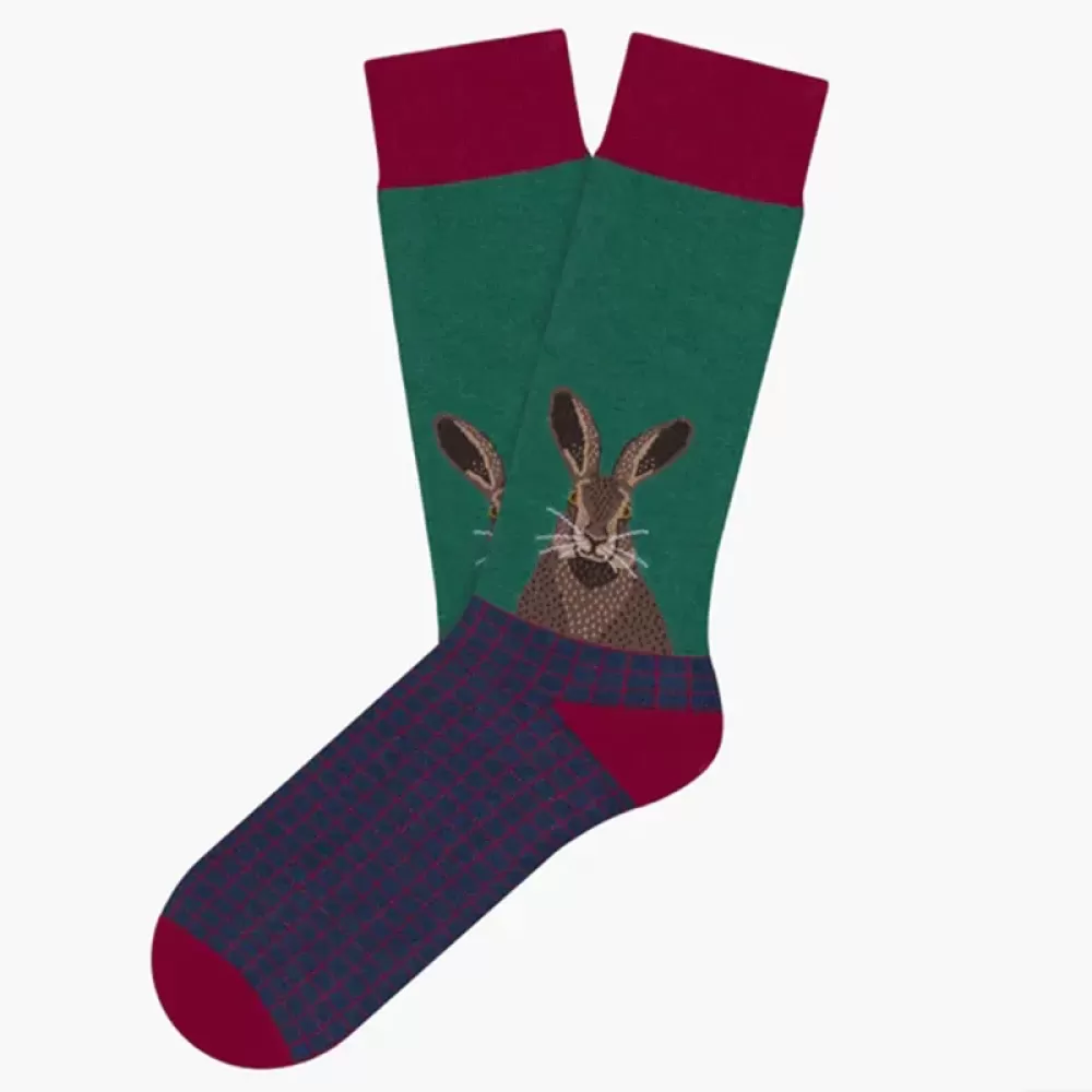 Elegant Rabbit Crew Socks - Dark Green