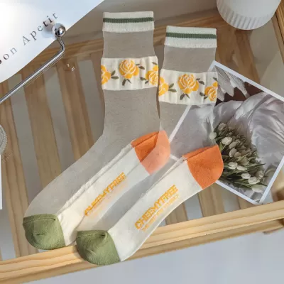 Elegant Summer JK Ultra-Thin Cotton Socks – Sheer Lace with Flower Painting - Kawaii cool design 4