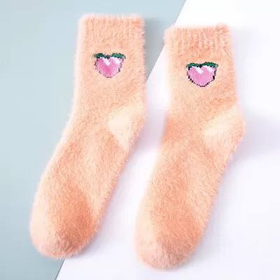 Fruity Fluffy Bliss Beige Socks for Women