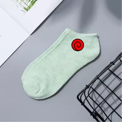 Konoha Crew: Naruto Cartoon Short Boat Socks - Green Naruto design 7