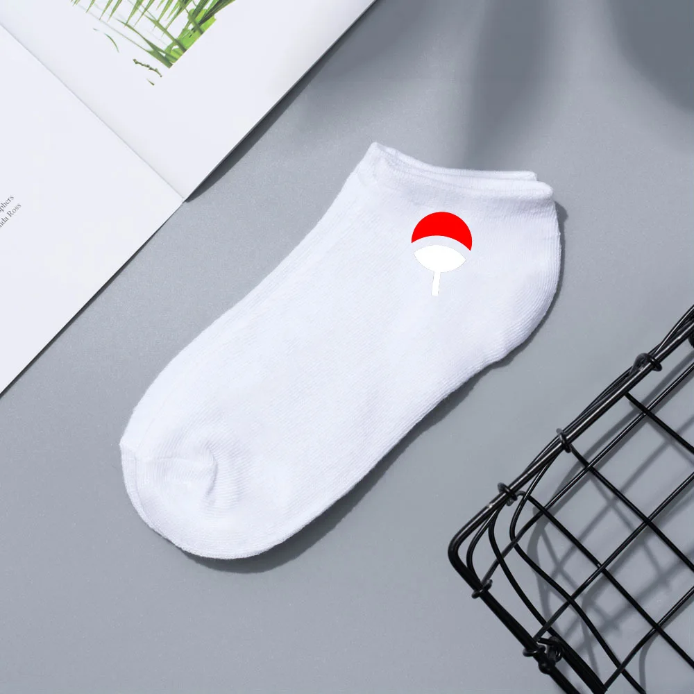 Konoha Crew: Naruto Cartoon Short Boat Socks - White Naruto design 4