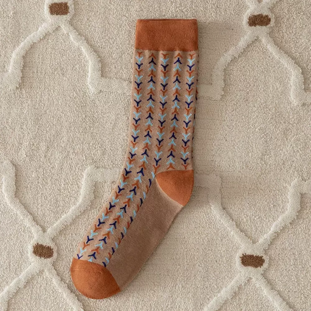 Retro Revival: Harajuku-Inspired Vintage Crew Socks - Design 2