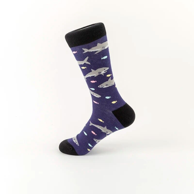 Shark-Themed Casual Socks - Violet