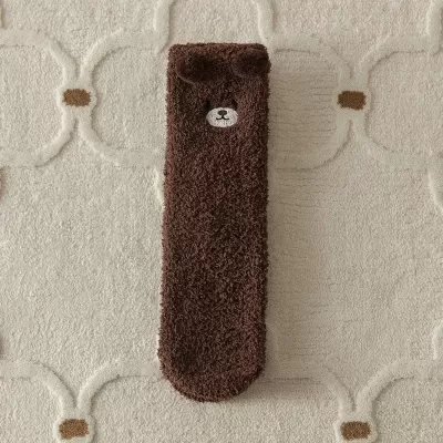 Snuggle Bear: Women’s Cute Coral Fleece Bear Socks for Winter Warmth - Bear cool design 9