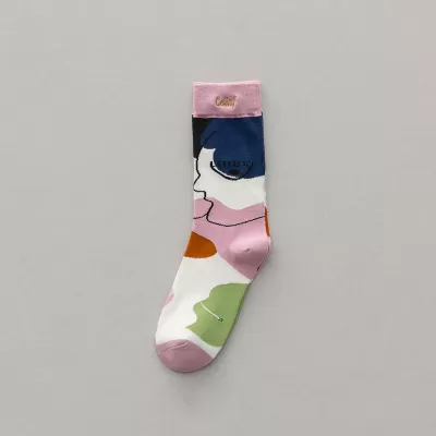 Trendy Graffiti Sports Couple Socks – Letter Embroidery Cotton, Unisex - Art multicolored design 3