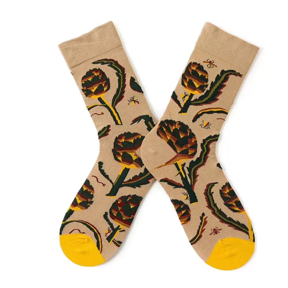 Artistic Feet: Van Gogh Inspired Combed Cotton Socks - Art colorful design 23