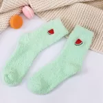 Berry Bliss: Kawaii Fruit Plush Socks - Light Blue