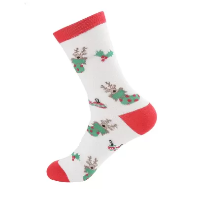Christmas Reindeer White Socks