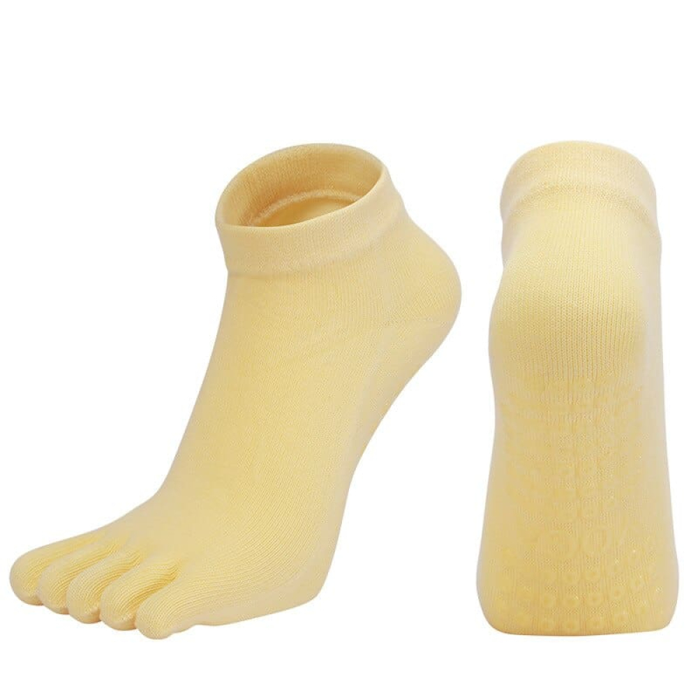 Five-toe Yoga Socks with Anti-Slip Features - Yellow