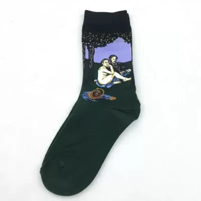 Floral Fantasy: Green Flower Art Socks