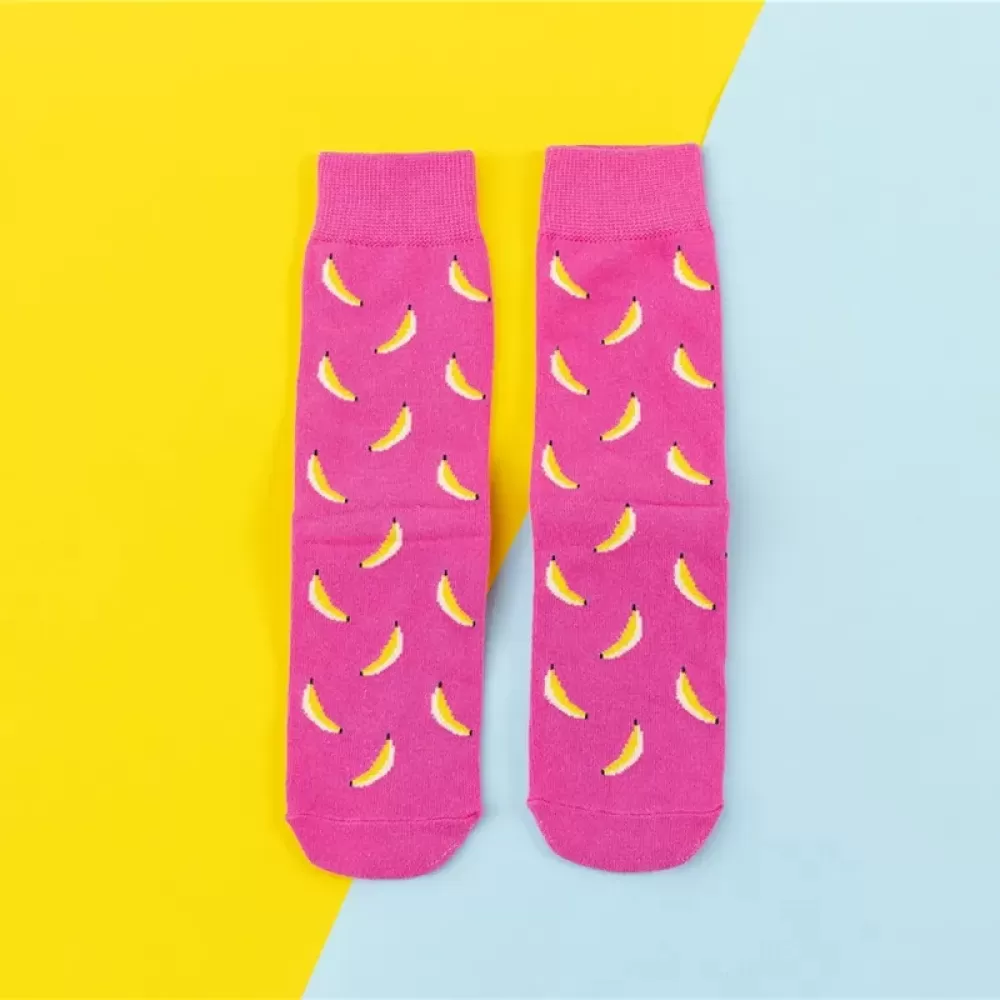 Fruitful Fun: Whimsical Harajuku Skateboard Socks - Bananas