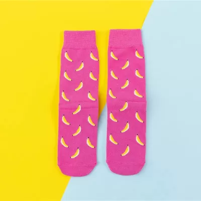 Fruitful Fun: Whimsical Harajuku Skateboard Socks - Bananas