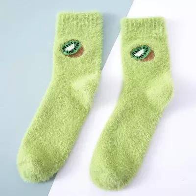 Fruity Fluffy Bliss Socks - Light Green Cozy Warm