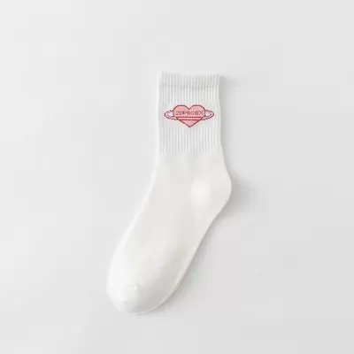 Heartfelt Steps: White 'Sweet Love' Socks - Single Heart