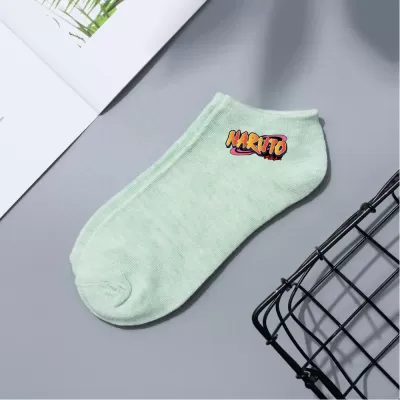 Konoha Crew: Naruto Cartoon Short Boat Socks - Green Naruto design 6