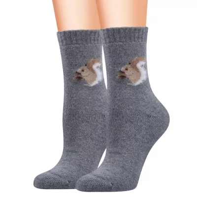 Misty Squirrel: Cozy Wool Socks - Light Gray