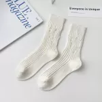 Pure Cotton Breathable Hole Socks – Retro Loose Korean-Japanese Style - White