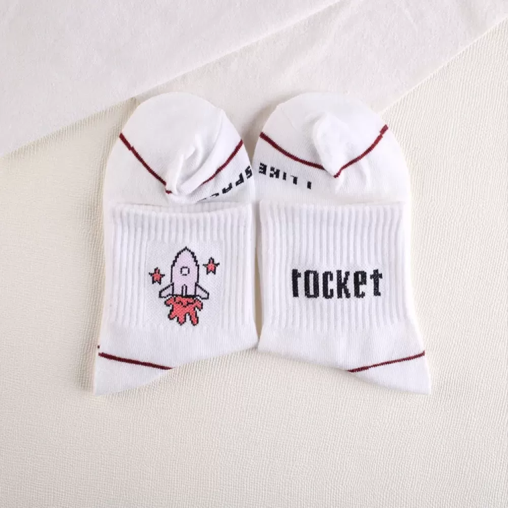 Rocket Blast Cartoon Character Ankle Socks - Blue