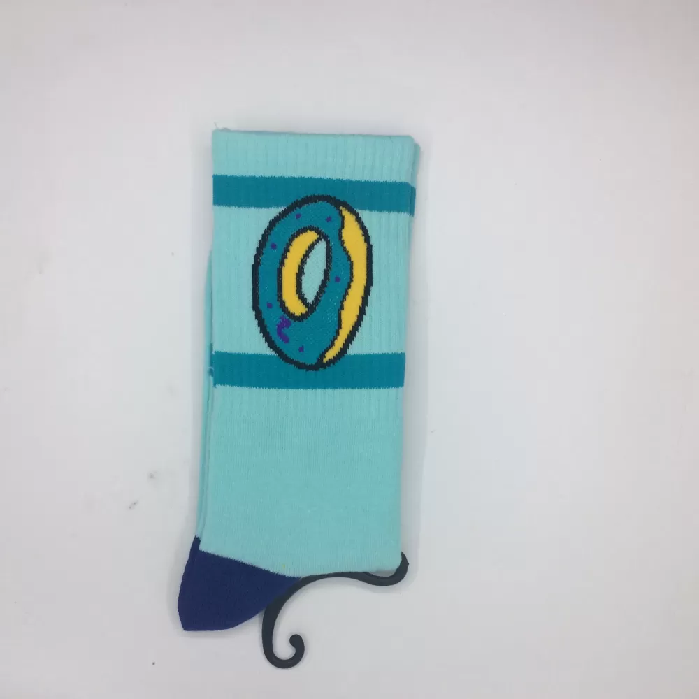 Urban Sweetness: Unisex Odd Future Donut Wool-Cotton Long Socks - Light Blue