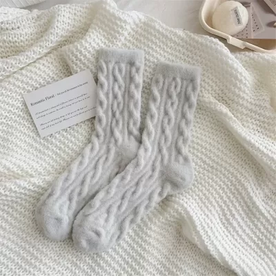 Arctic Velvet Gray Tube Socks - Winter Warmth